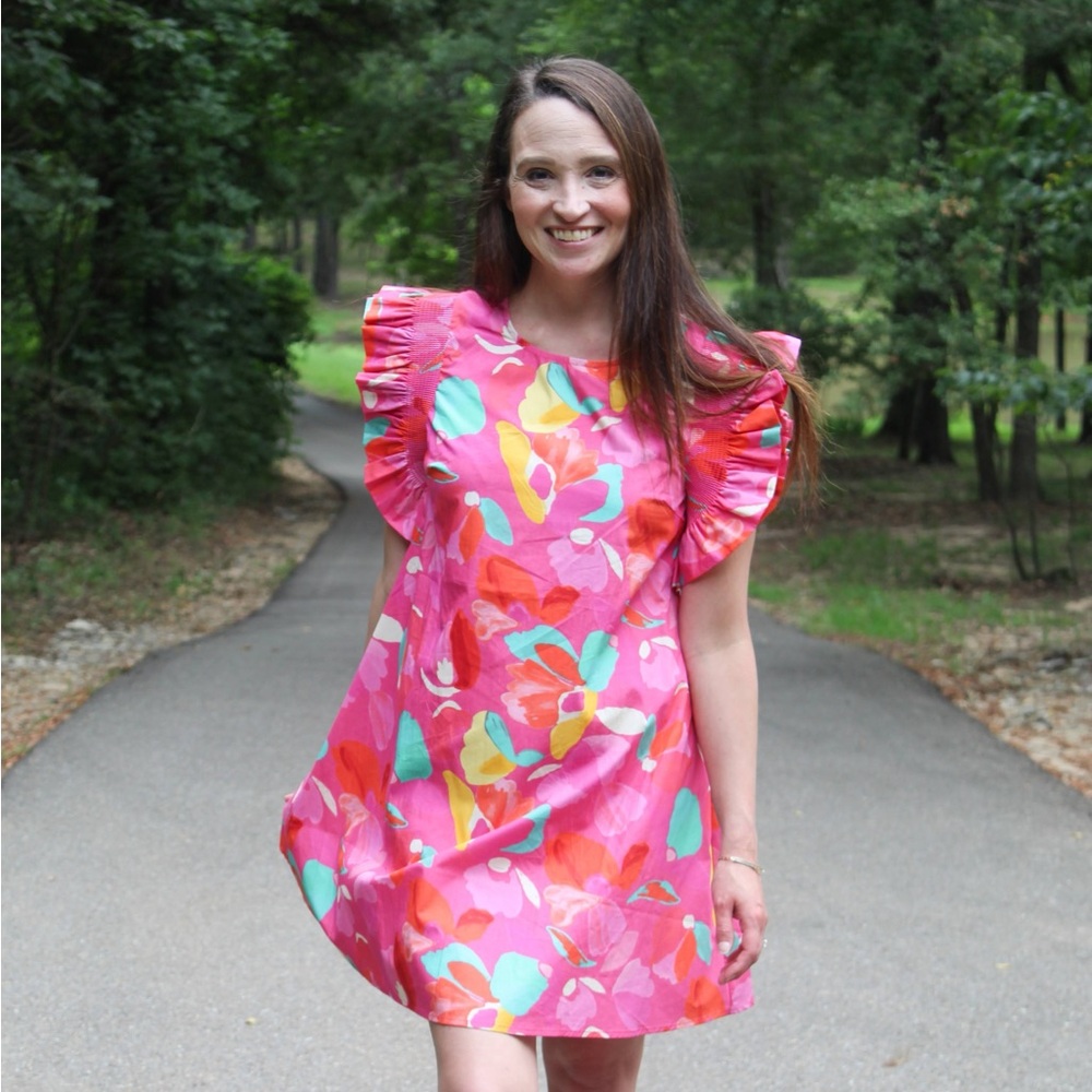 Floral Printed Ruffle Sleeve Dress